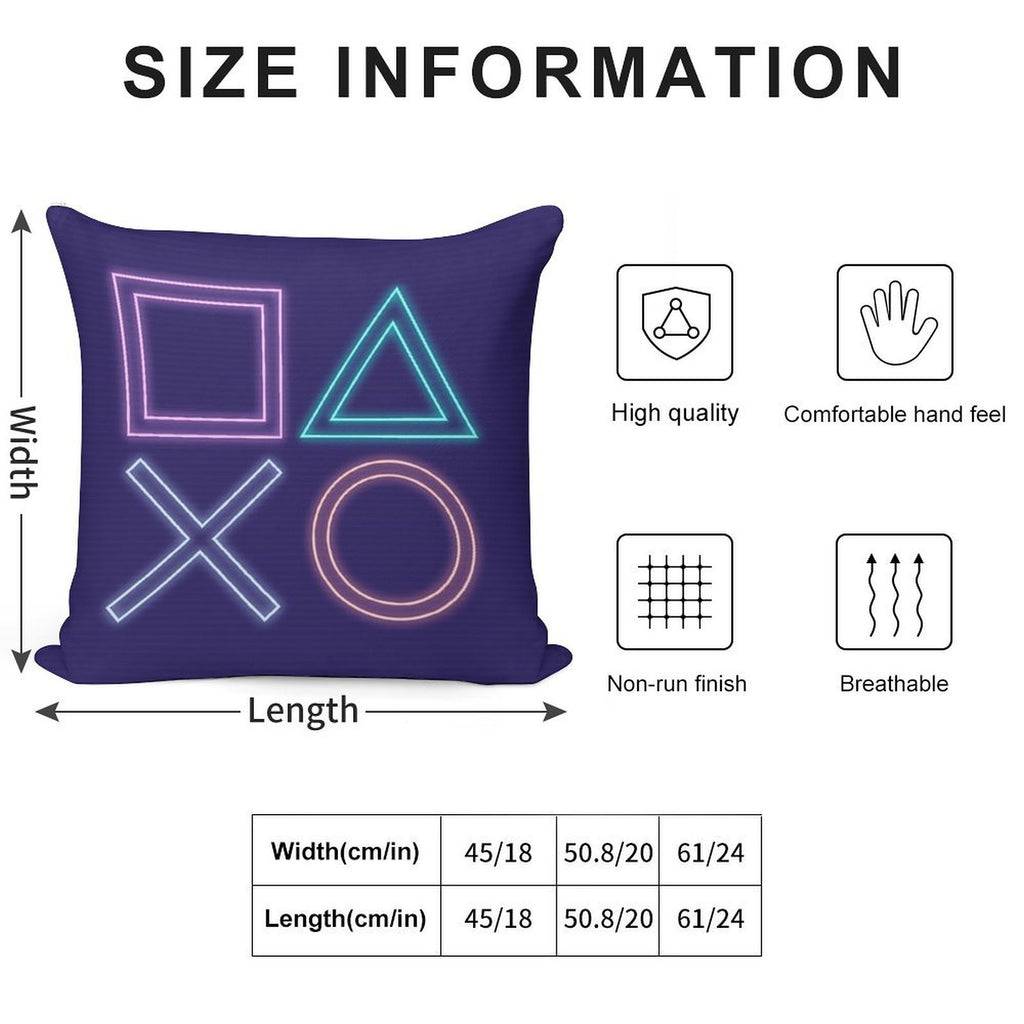 Playstation Buttons Synthwave Neon Game Pad Soft Style Accent Throw Pillow