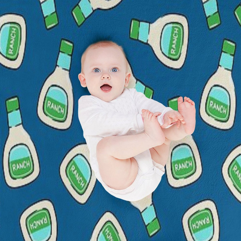 Ranch - Salad Dressing Bottle (blue) Wrinkle-free Throw Blanket