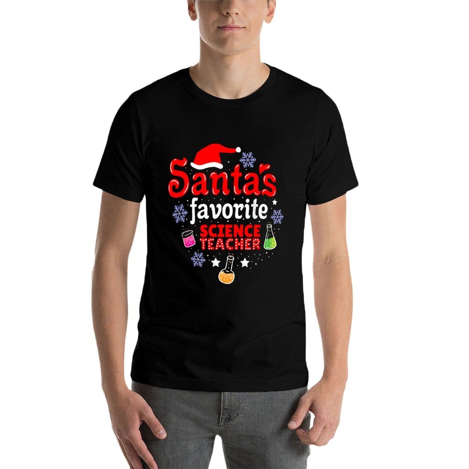 Santas Favorite Science Teacher Christmas  Trendy Pattern T-Shirt