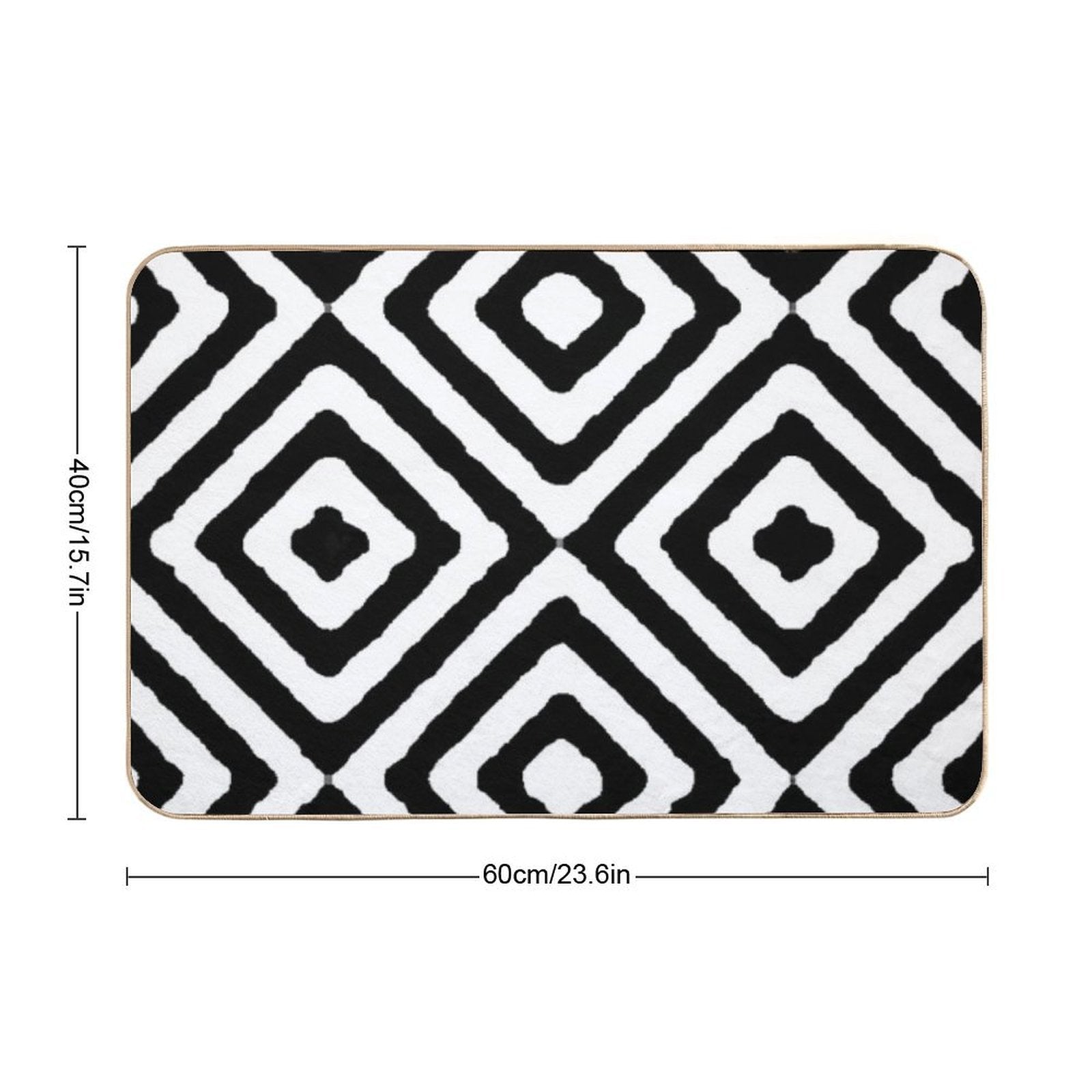 BLACK AND WHITE GEOMETRIC DIAMONDS PATTERN BY OZCUSHIONSTOO  Easy To Clean Bath Mat
