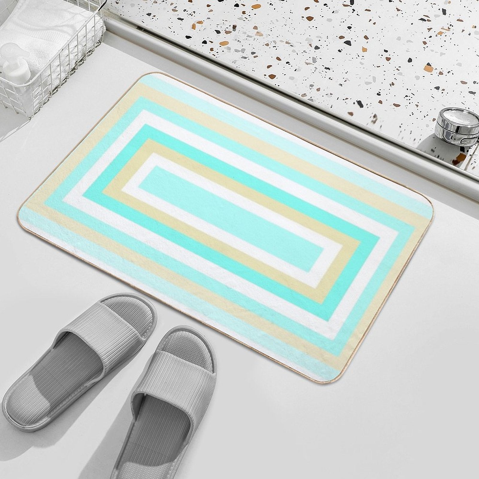 Blue Teal Aqua  Versatile Bath Mat