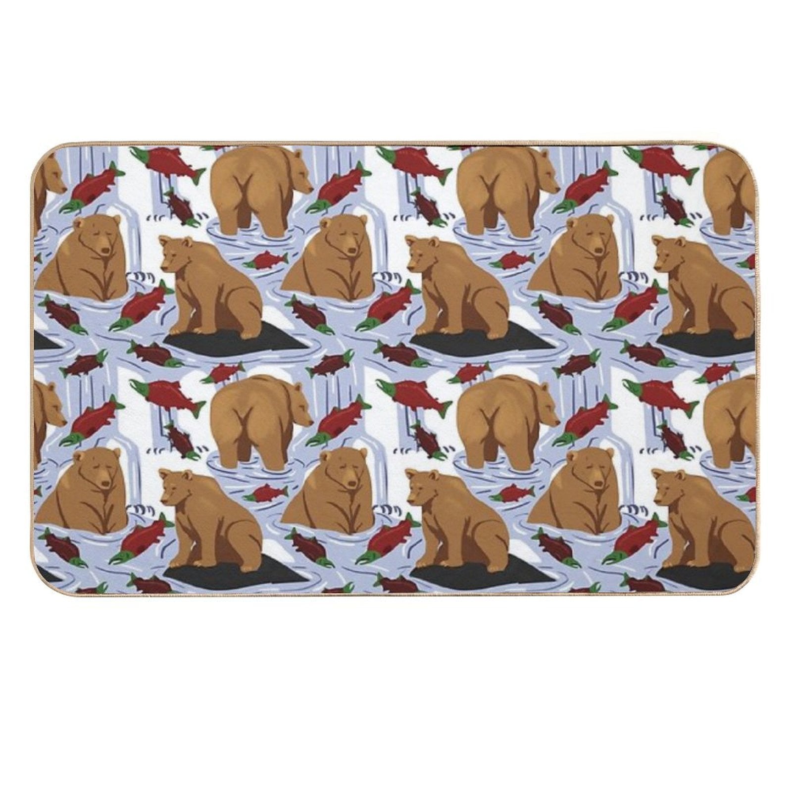 Katmai Bears Repeating Pattern  Stain-Proof Bath Mat