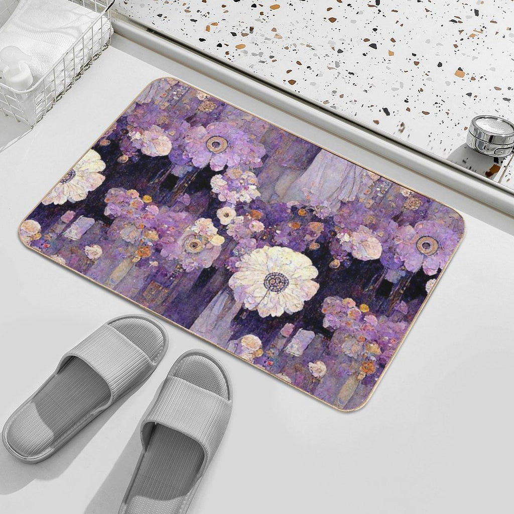 Vibrant Violet Blooms  High-Traffic Bath Mat