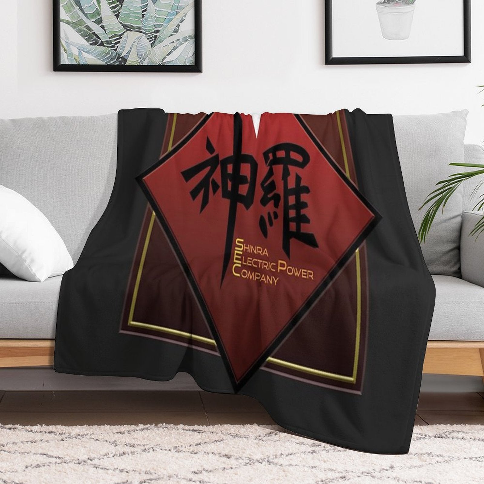 Shinra Electric Power Company Final Fantasy 7 神羅 Easy Care Throw Blanket