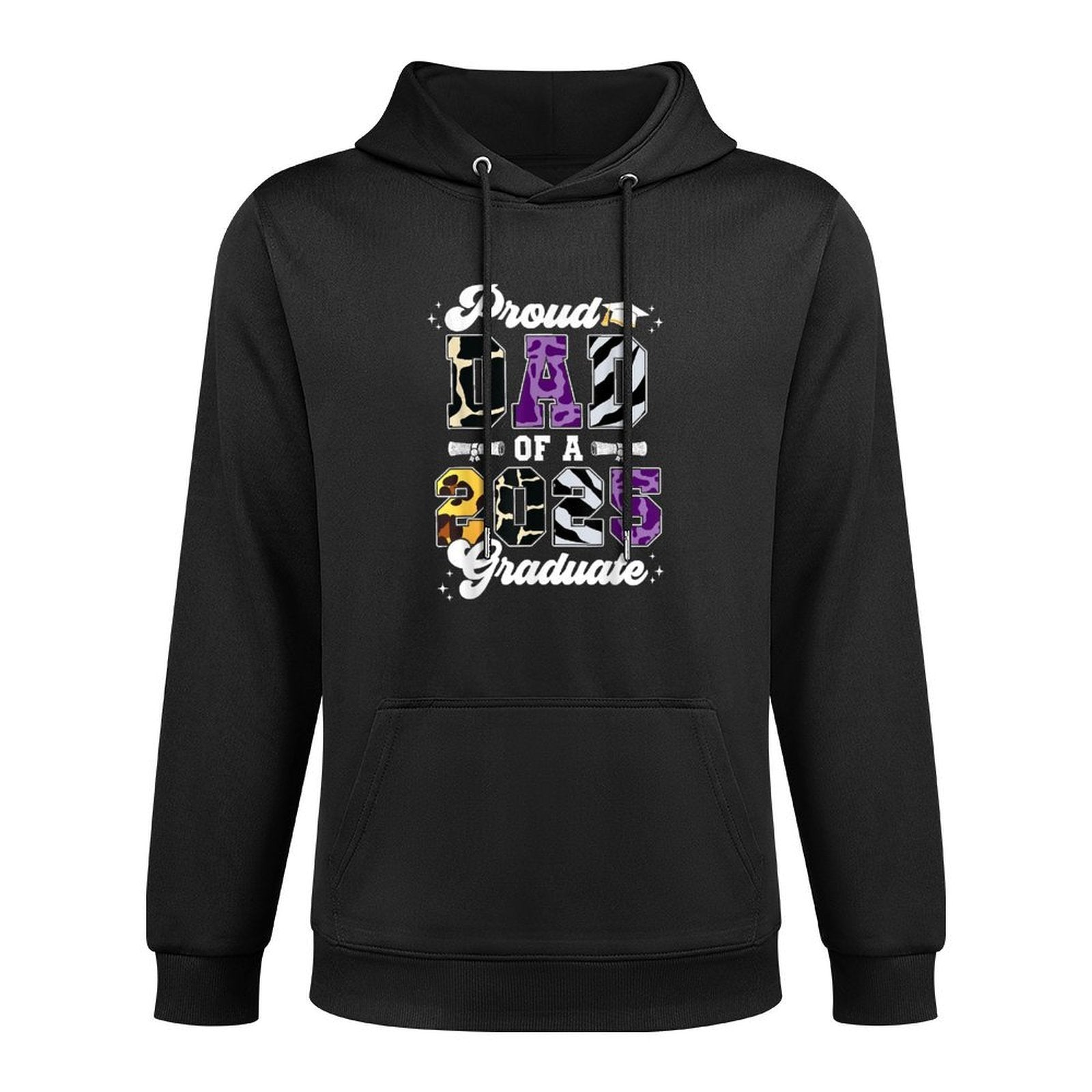 Graduation 2025 Proud Dad Of A Class Of 2025 Leopard Dad Kangaroo Pocket Hoodie