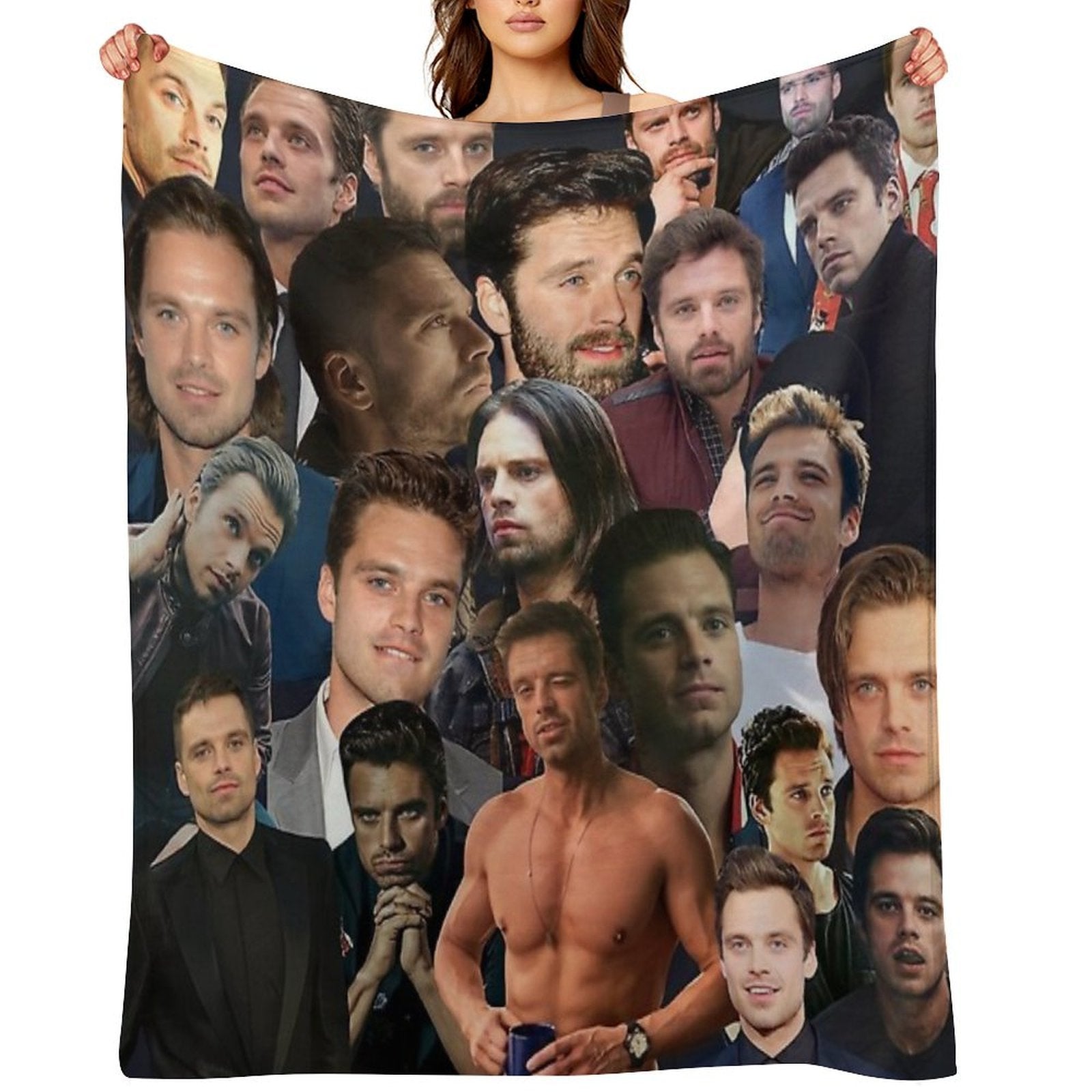 Sebastian Stan Photo Collage Eco-conscious Throw Blanket