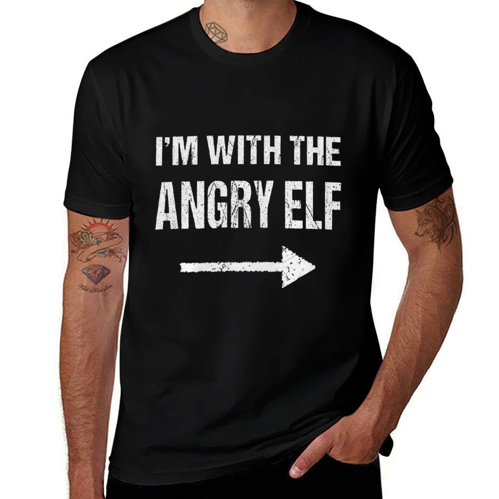 Im With The Angry Elf Christmas Costume  Wrinkle-resistant T-Shirt
