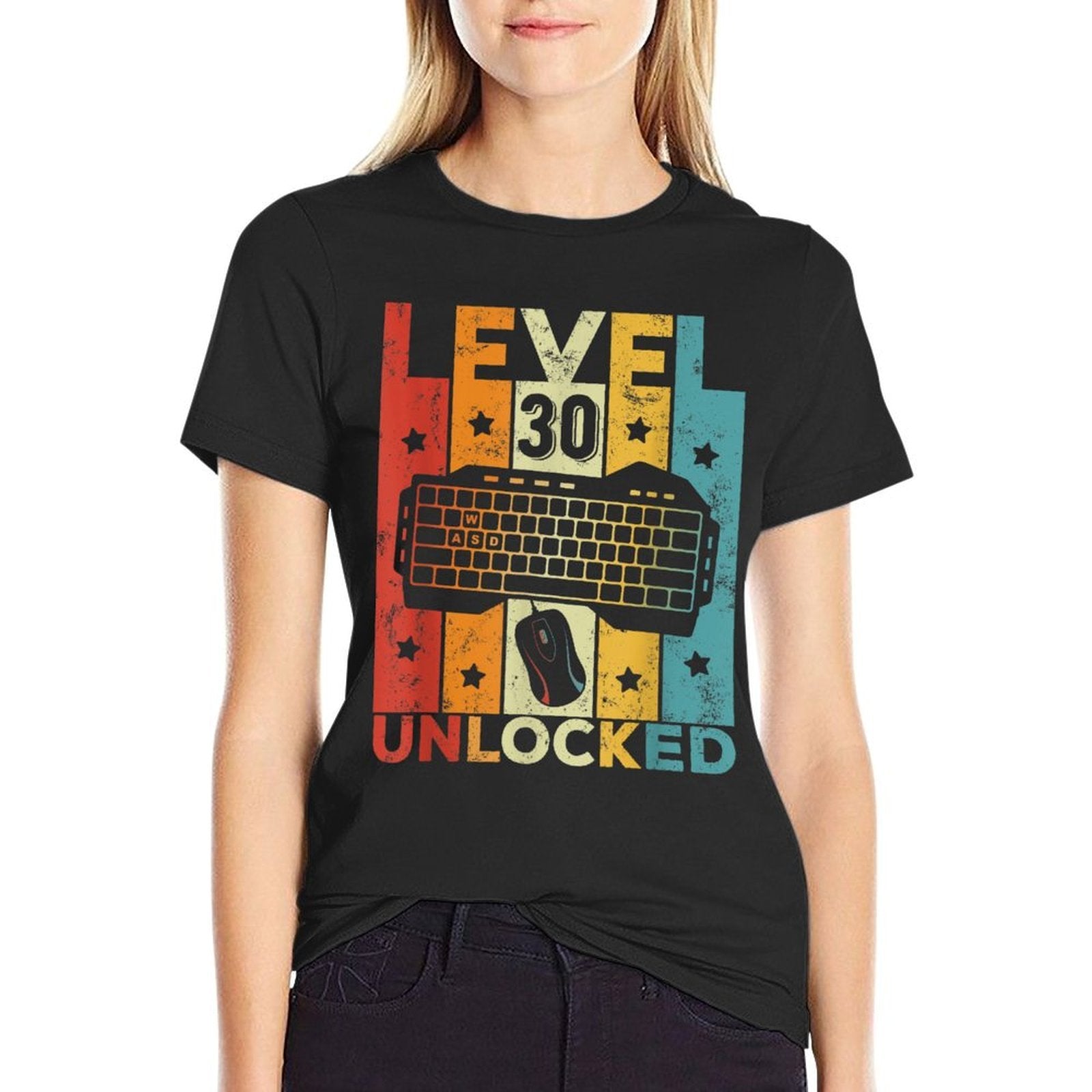 Level 30 Unlocked Gaming Keyboard 30th Birthday Men Women  Cotton T-Shirt