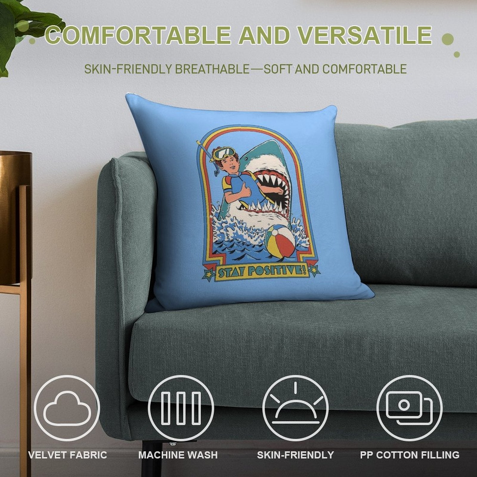 Stay Positive Soft Anti-Pilling Throw Pillow