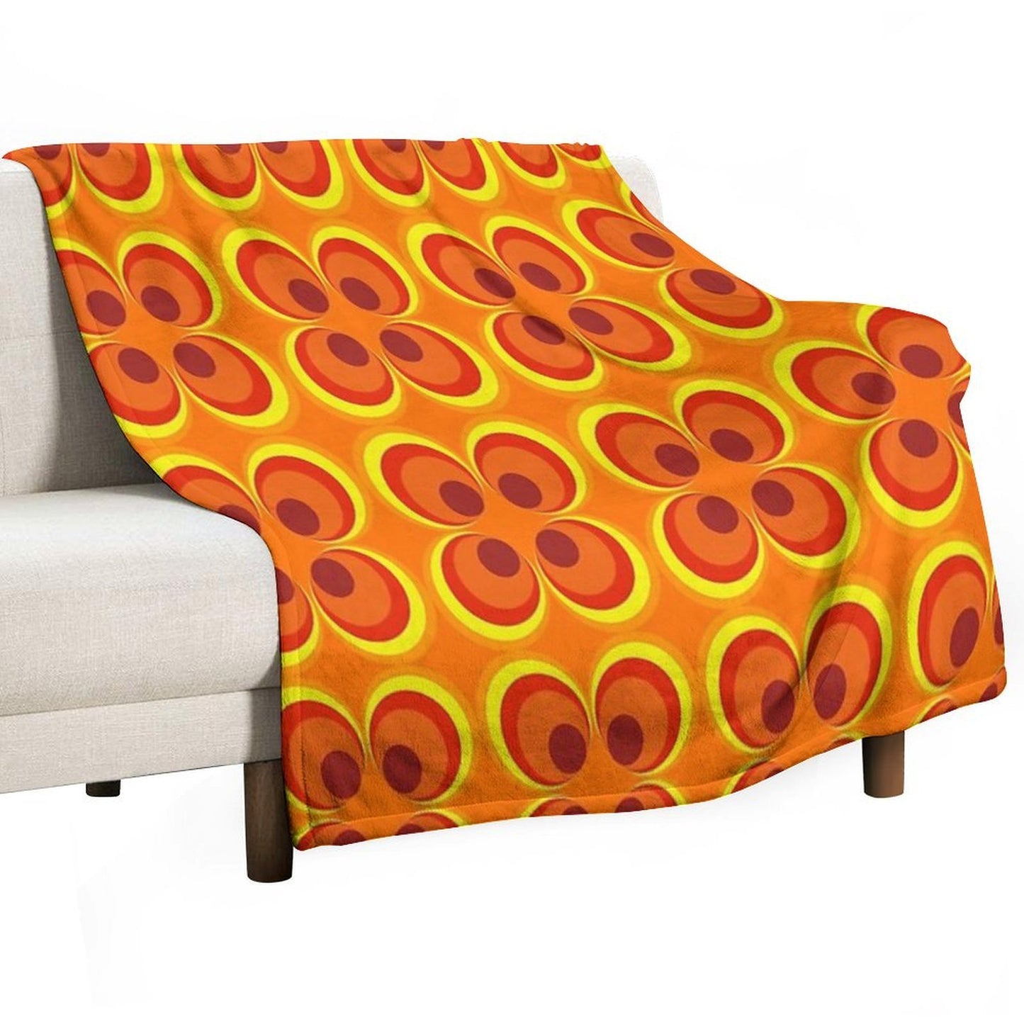 1970s Burnt Orange Retro Design Travel-friendly Throw Blanket