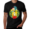 The Simpsons Unisex - Holiday Family Christmas Wreath - Black - Small -  Durable T-Shirt