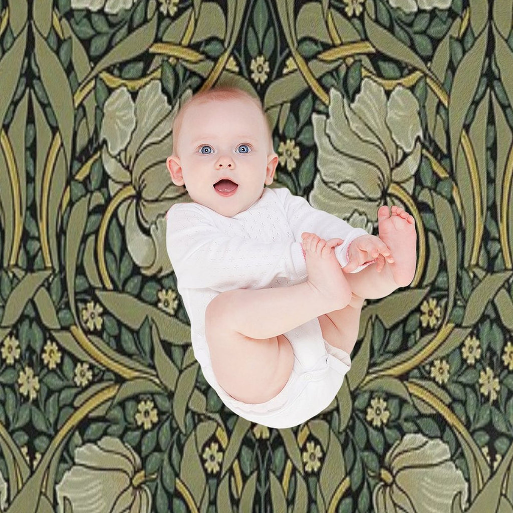 William Morris Green Vintage Floral HD Premium Throw Blanket