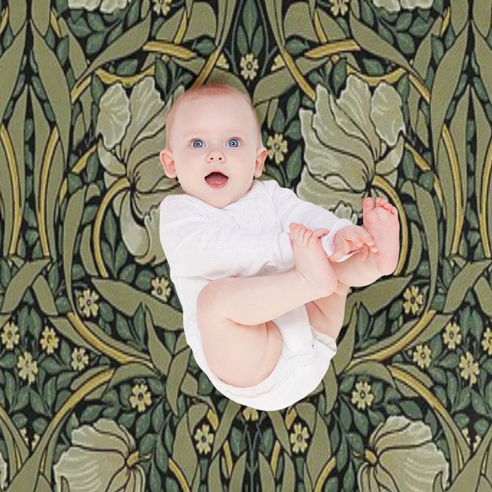 William Morris Green Vintage Floral HD Premium Throw Blanket