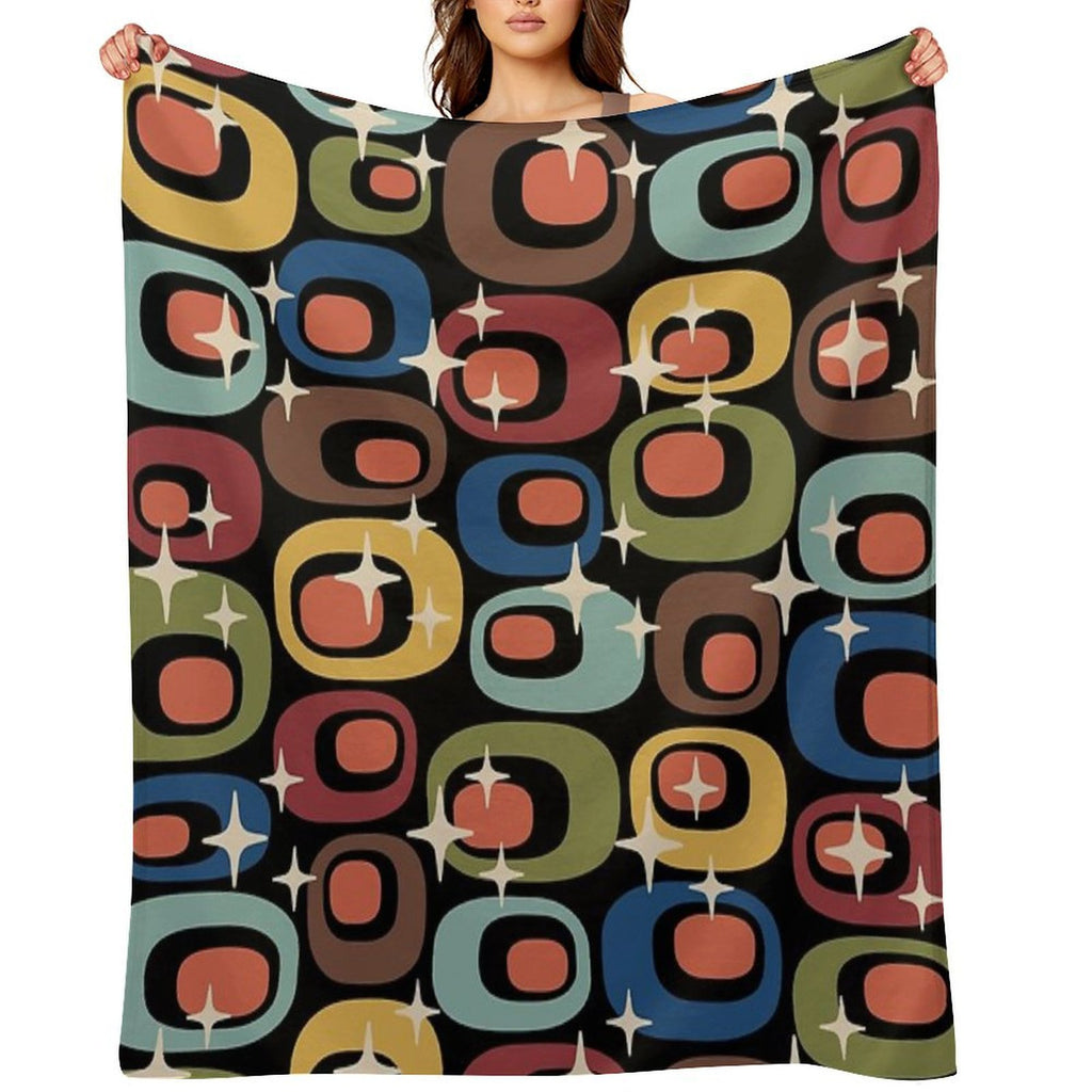 Mid-Century Modern Atomic Abstract Pattern Travel-friendly Throw Blanket