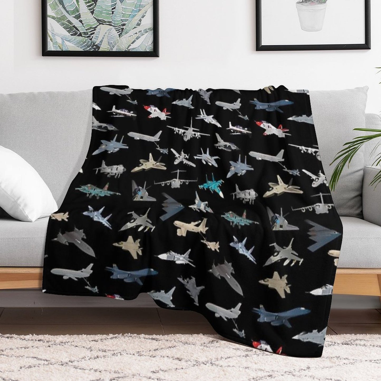 Modern Military Airplanes Easy Care Throw Blanket
