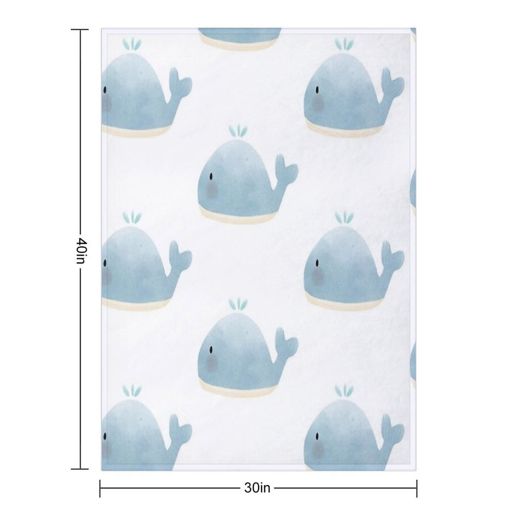 Blue Whale Watercolor Hand Drawn Kawaii Versatility Throw Blanket