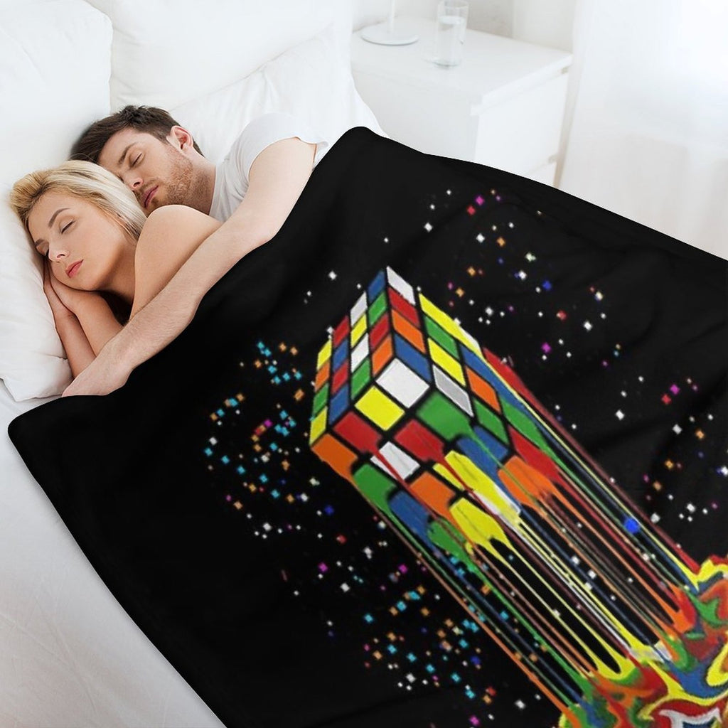 Awesome Graphic Melting Rubik Rubix Rubics Cube Durable Throw Blanket