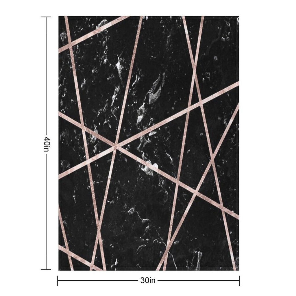 Black Marble Rose Gold Geo Glam #1 #geo #decor #art Machine-washable Throw Blanket