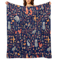 Fairy-tale Forest. Fox, Bear, Raccoon, Owls, Rabbits, Flowers And Herbs on A White Background. Seamless Pattern. Wrinkle-free Throw Blanket