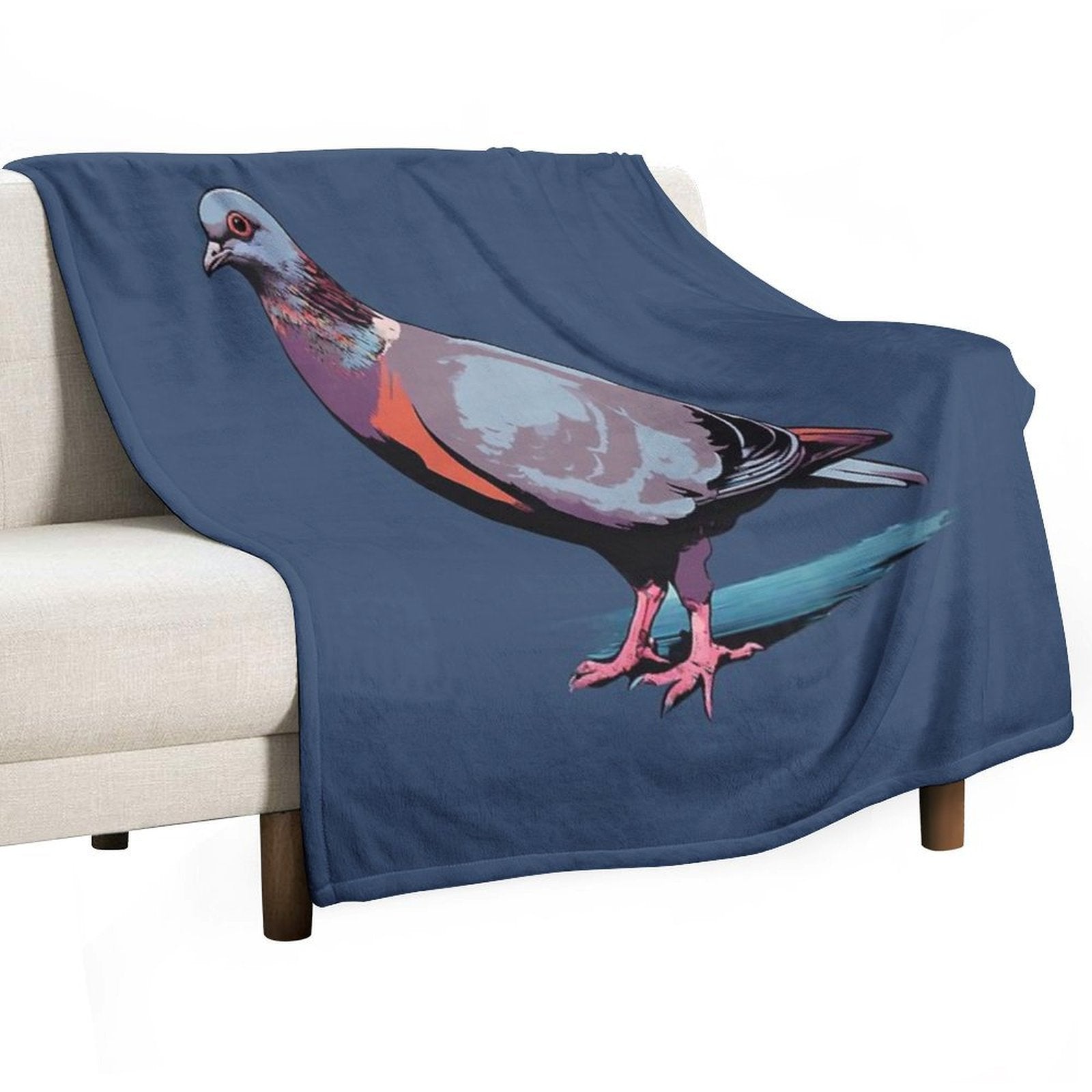 Navy Pigeon Pop-art Illustration Velvety-soft Throw Blanket