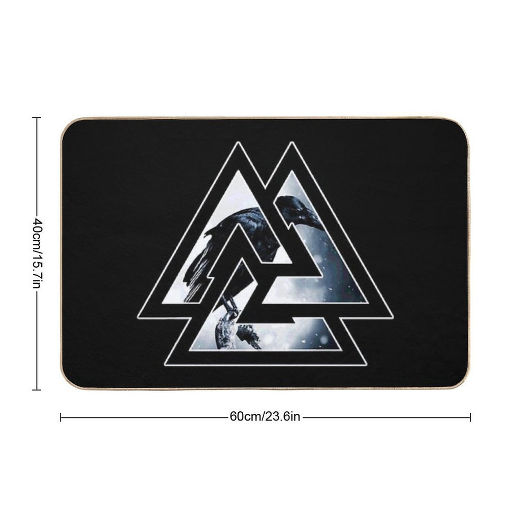Valknut Knot Of Odin With Raven  Rapid-Drying Bath Mat