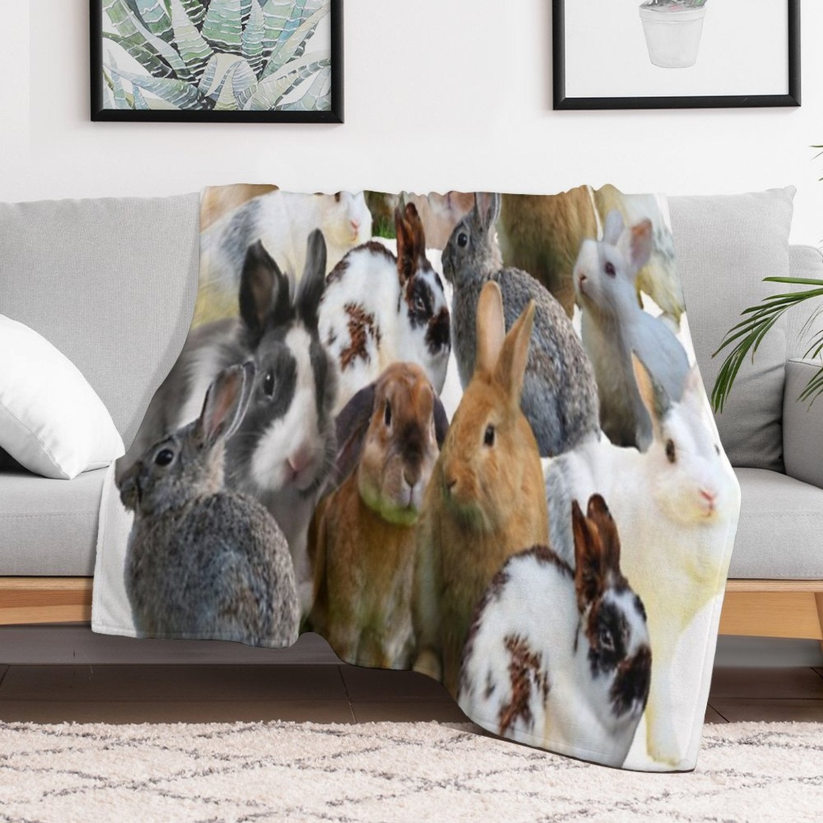 Cute Rabbitsbunnies Wrinkle-free Throw Blanket