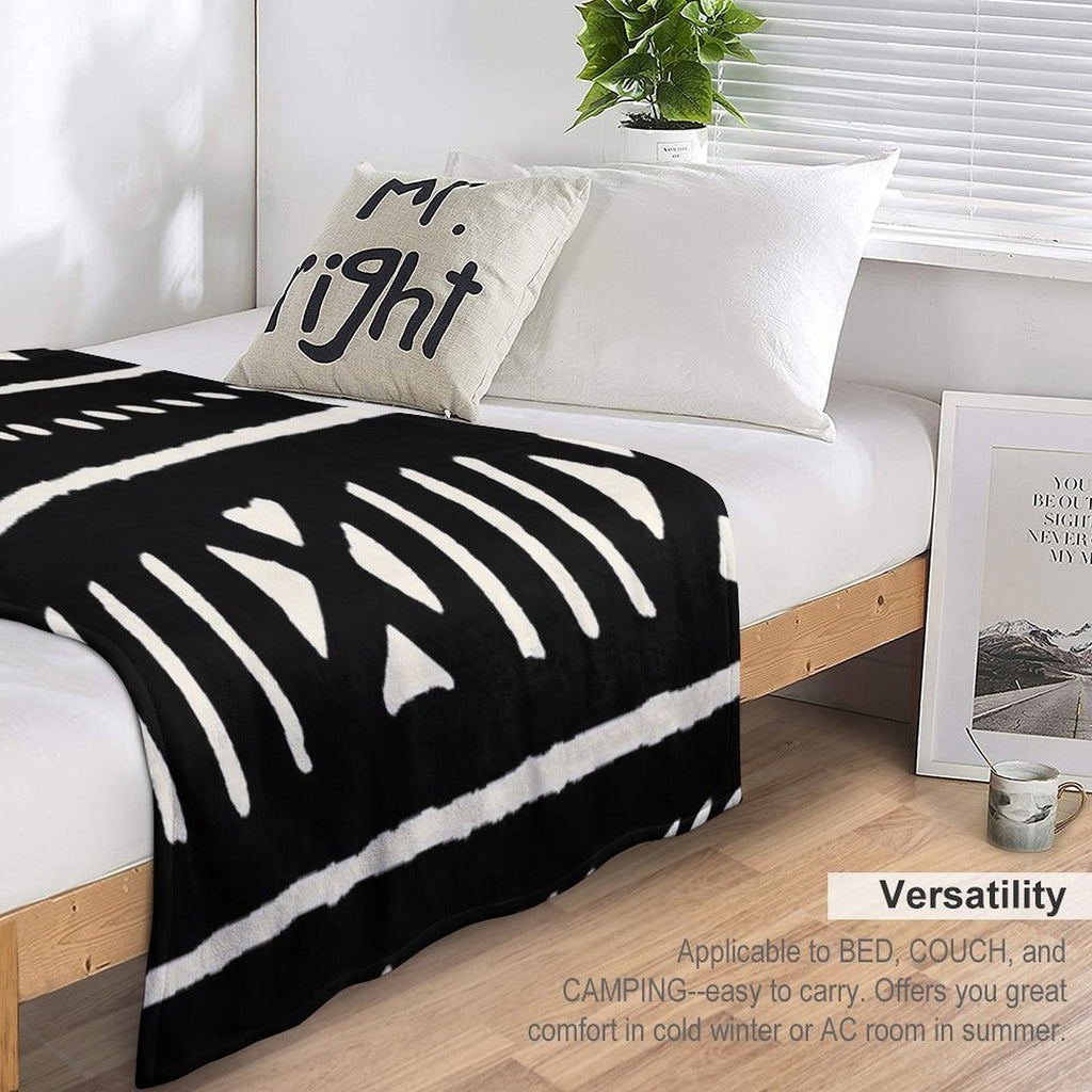 African Mud Cloth Black And White Comfort Throw Blanket