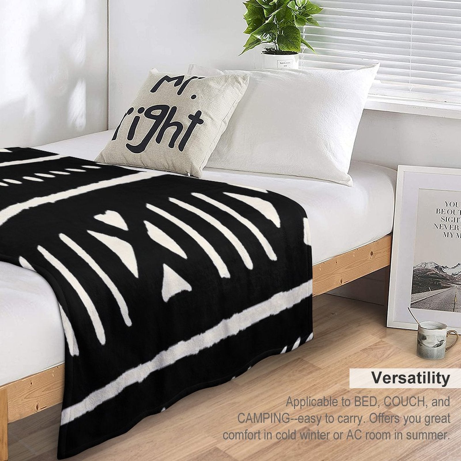 African Mud Cloth Black And White Comfort Throw Blanket