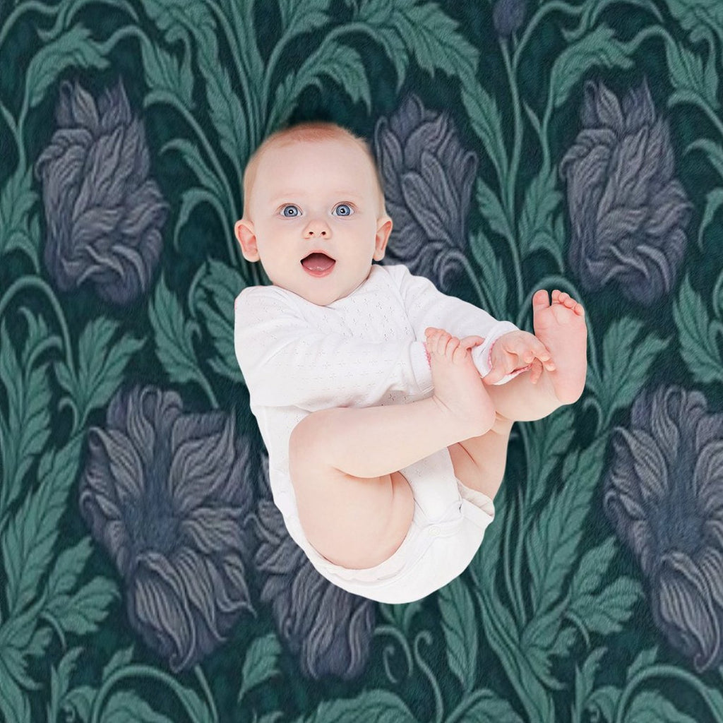 Floral Teal Delight Inspired by William Morris Pimpernel Shrink-resistant Throw Blanket