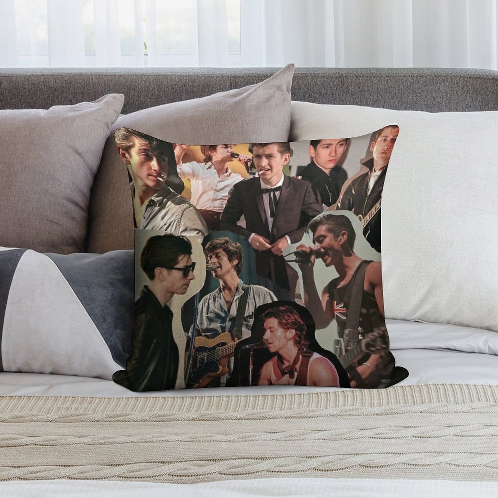 Alex Turner Arctic Monkeys Collage Soft Reinforced Edging Throw Pillow