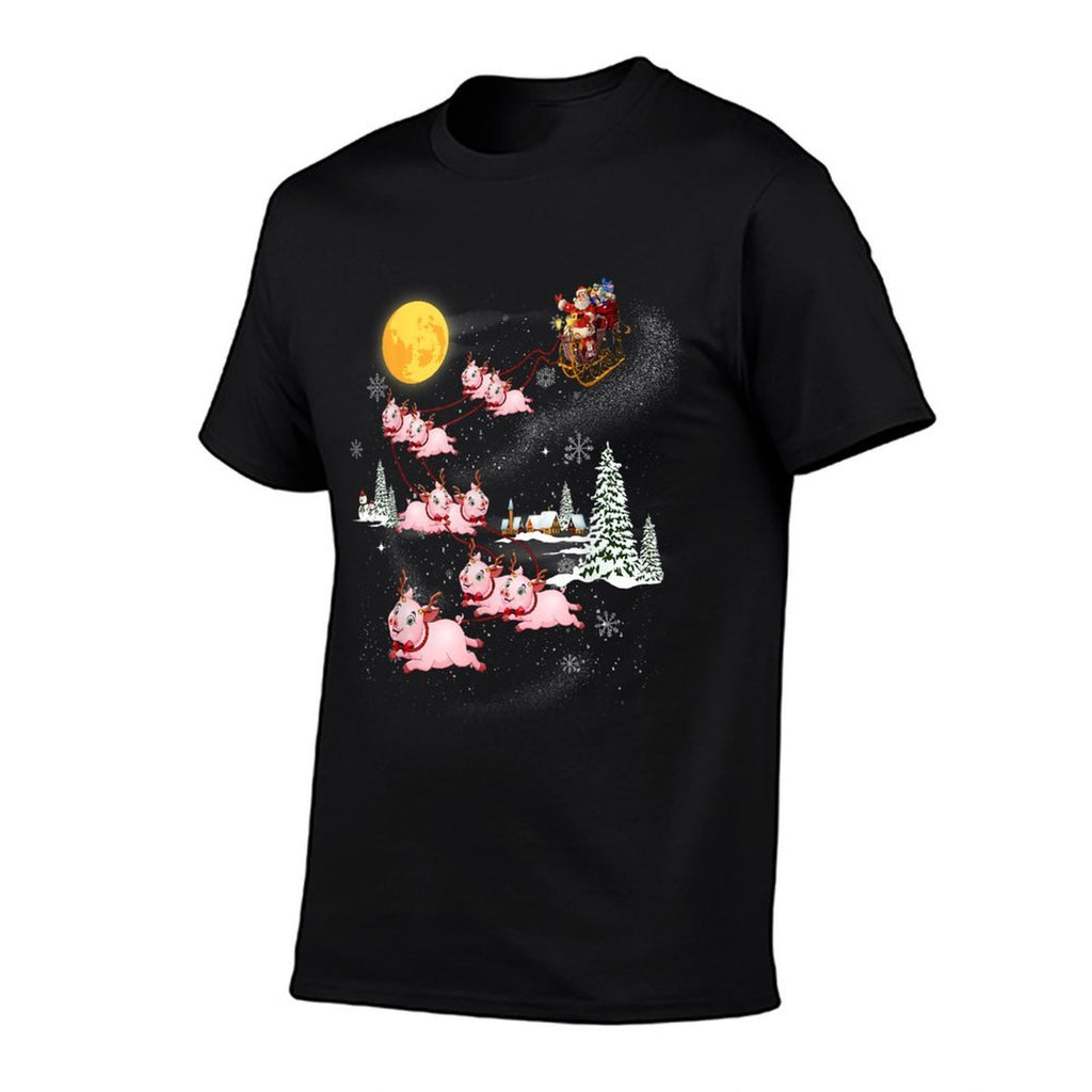 Funny Santa Riding Pig Ugly Christmas Pajama Family Matching  Lightweight T-Shirt