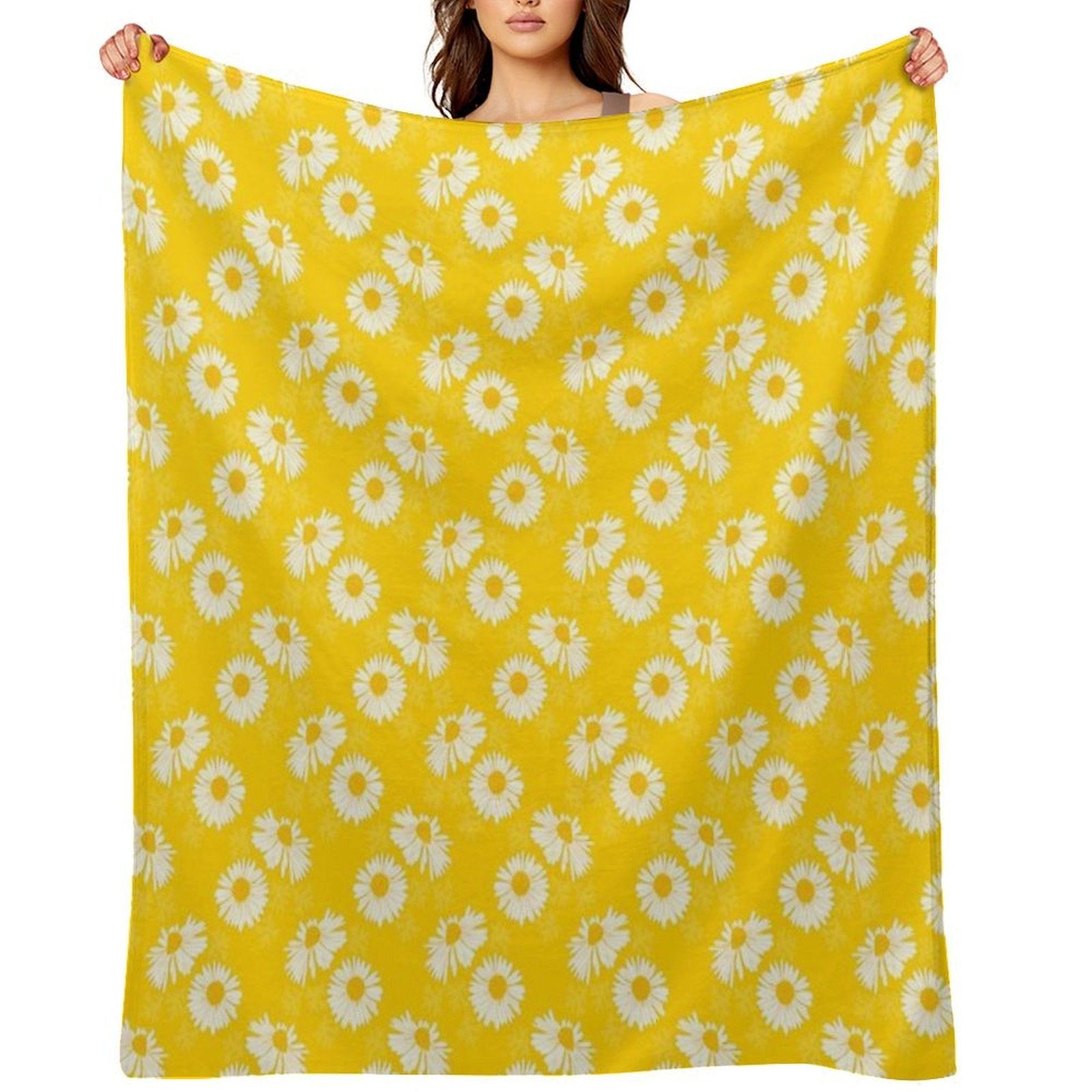 Daisies on A Light Yellow Background Gift-ready Throw Blanket