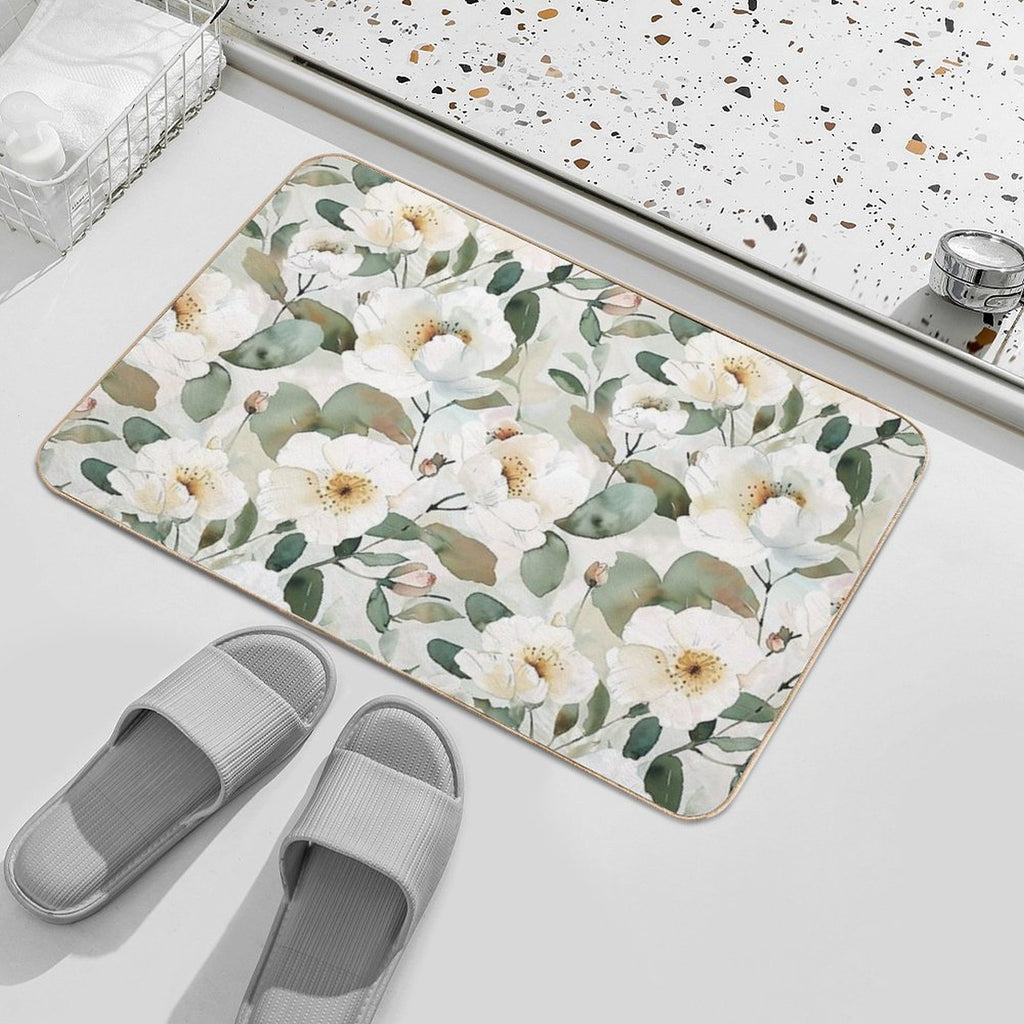 Floral Pattern. Colorful Flowers.  Anti-Trip Bath Mat