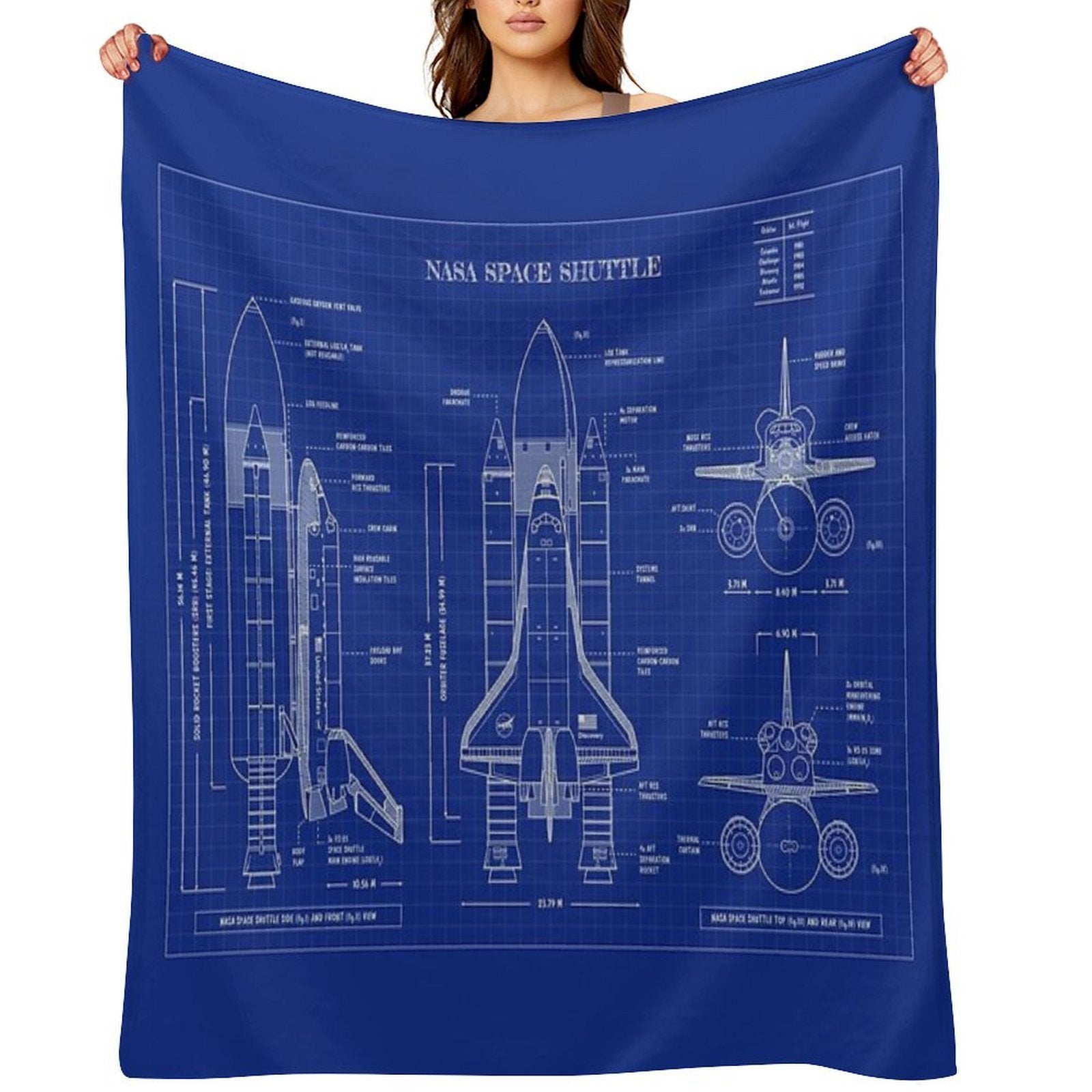 NASA Space Shuttle (Blueprint) Shrink-resistant Throw Blanket