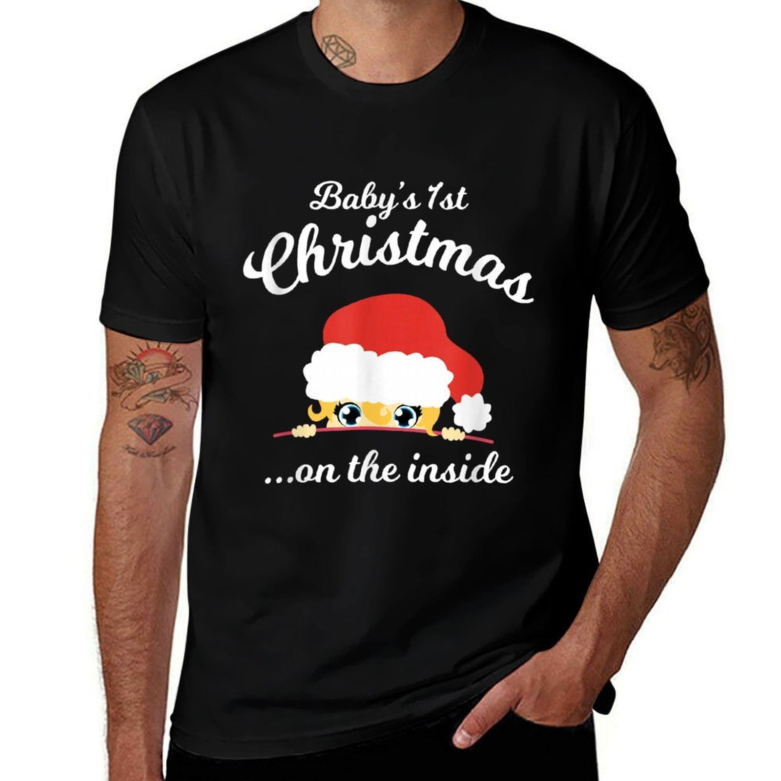 Babys First Chritsmas On The Inside Apparel  Eco-friendly Material T-Shirt