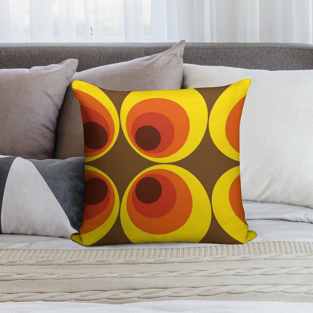 70s, 80s Funky Vintage Circle Pattern Soft Anti-Pilling Throw Pillow