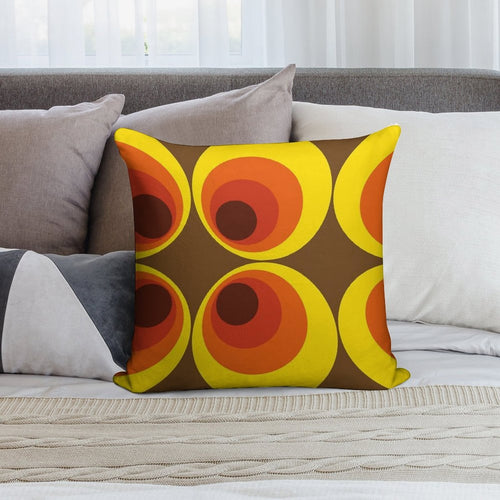 70s, 80s Funky Vintage Circle Pattern Soft Anti-Pilling Throw Pillow