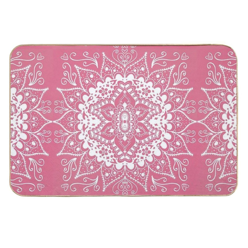 Mandala Hot Pink Durable Bath Mat