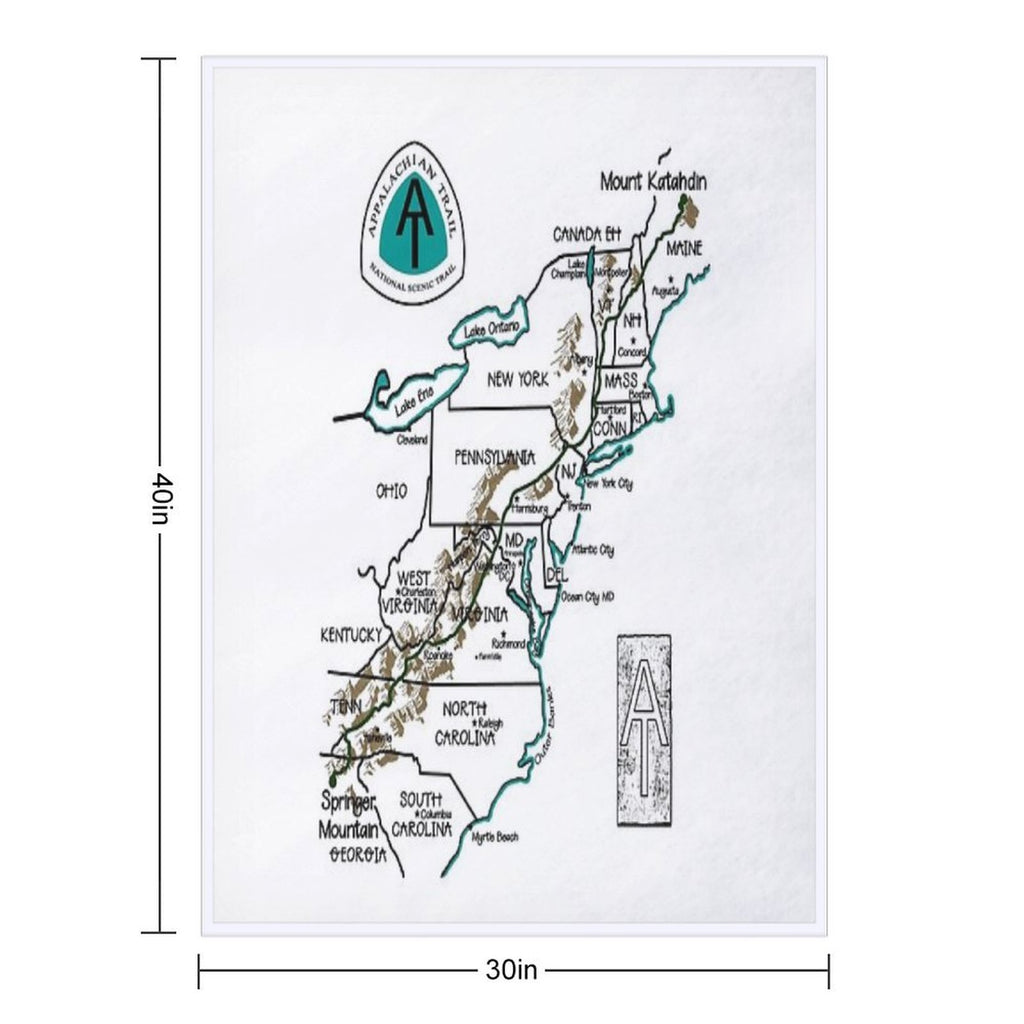 Appalachian Trail Map Versatility Throw Blanket