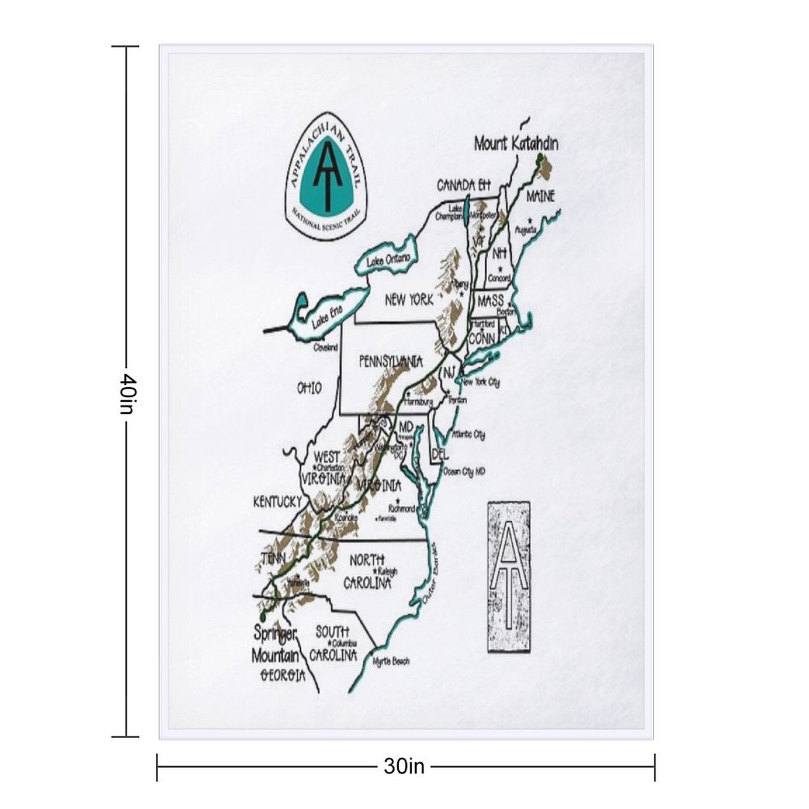 Appalachian Trail Map Versatility Throw Blanket