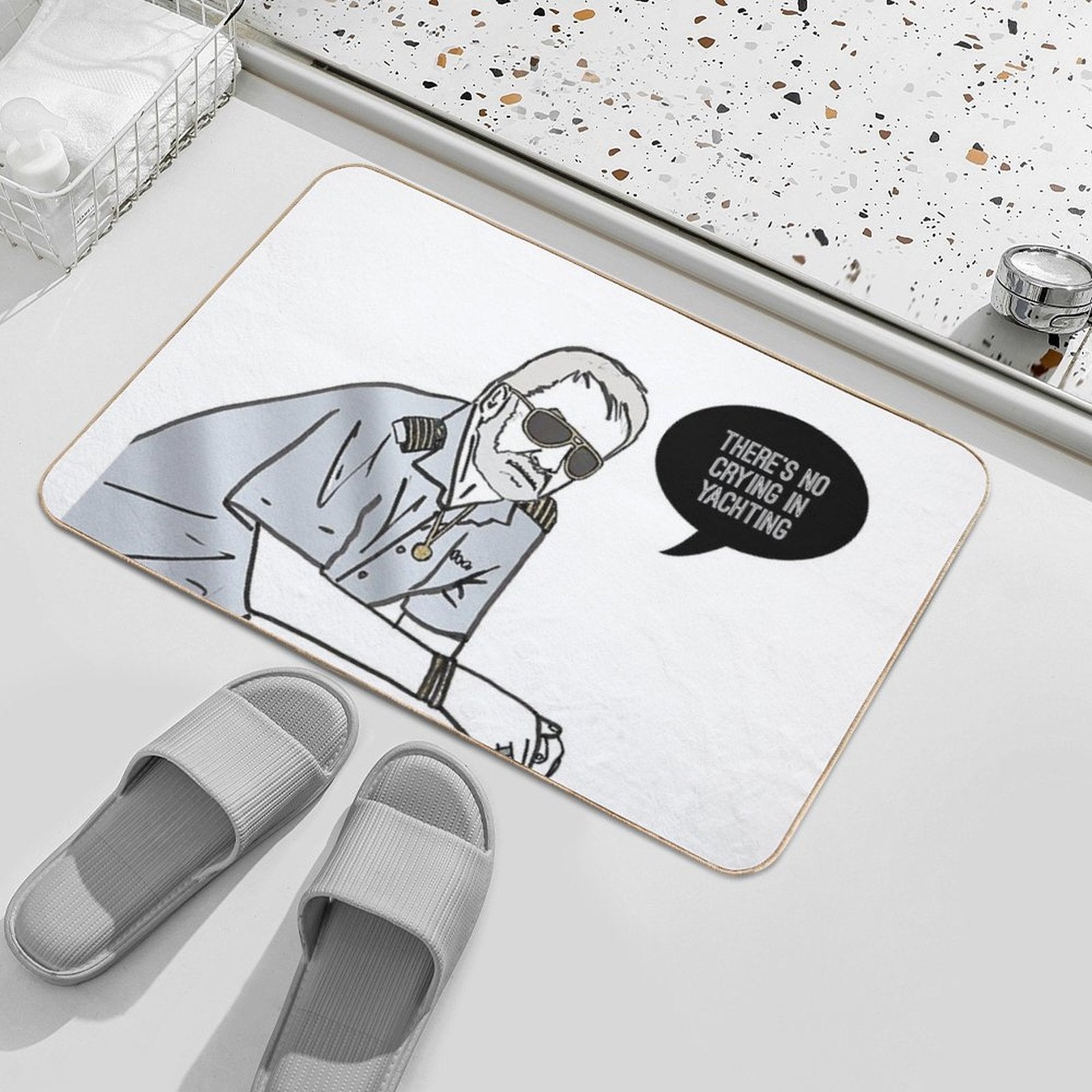 No Crying in Yachting  Slip-Resistant Bath Mat