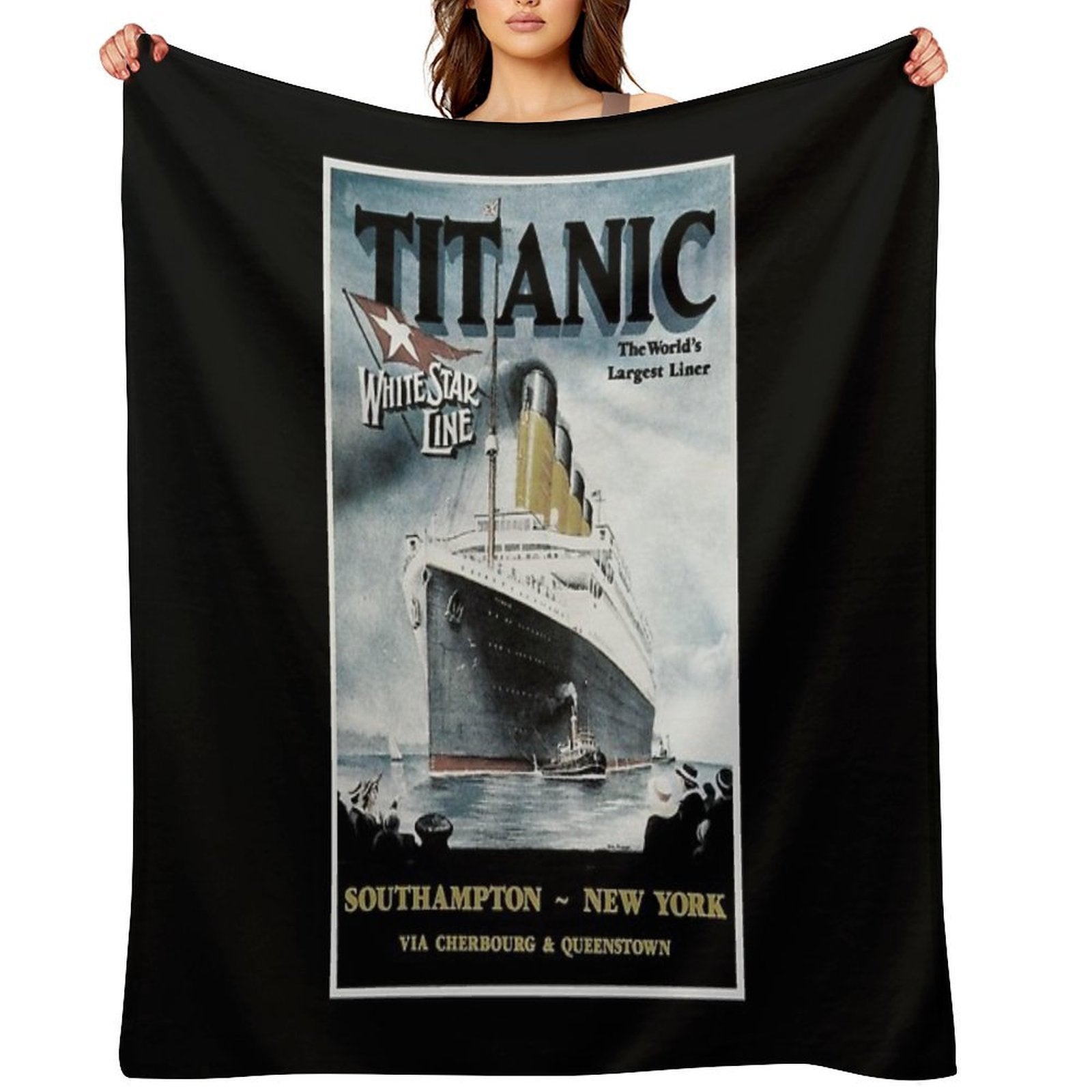 Titanic - Vintage Poster Eco-conscious Throw Blanket
