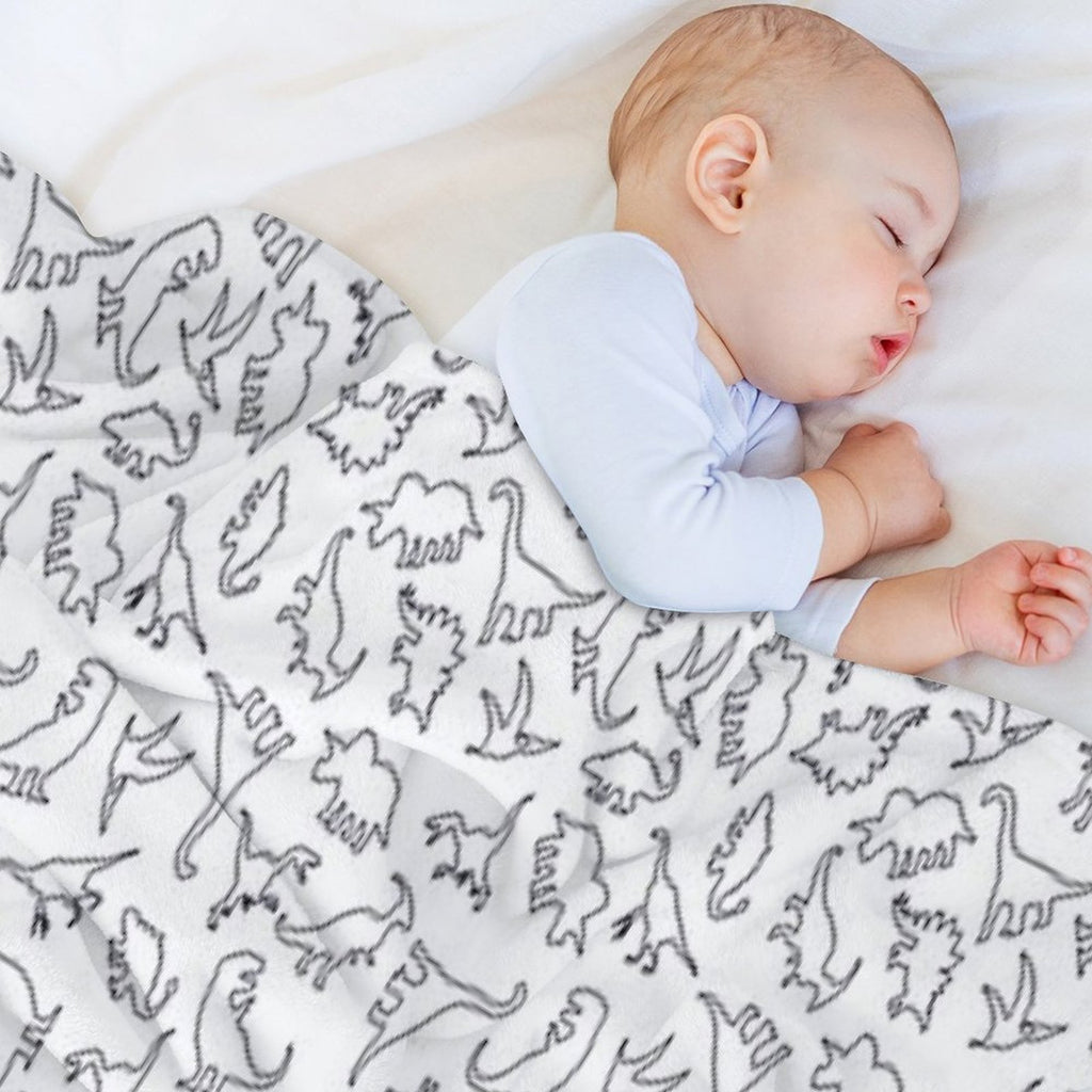 Dinosaur Pattern Outline (Dark Outline) Comfort Throw Blanket