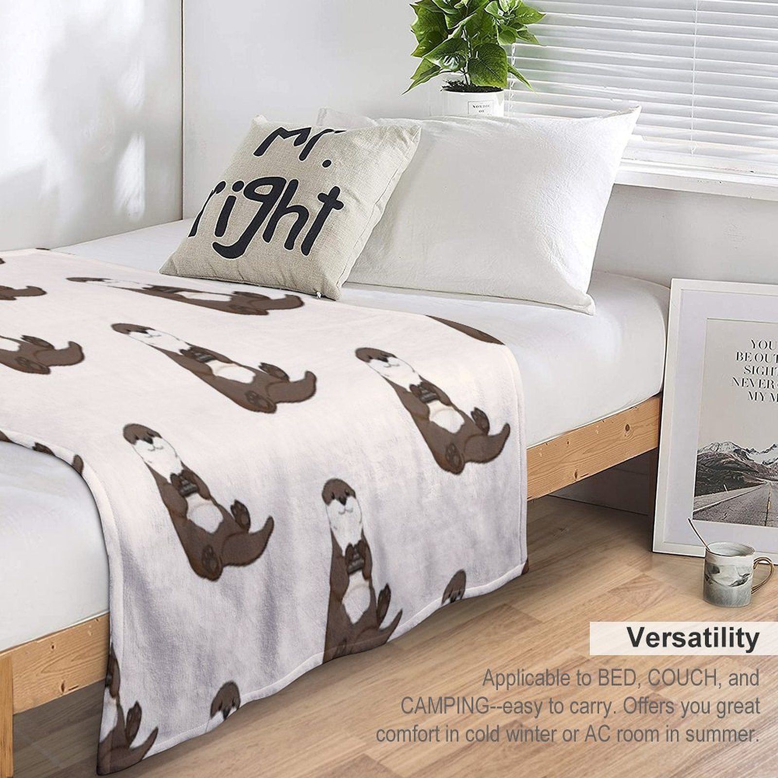 Cute You're My Favorite Rock Otter Plush Throw Blanket