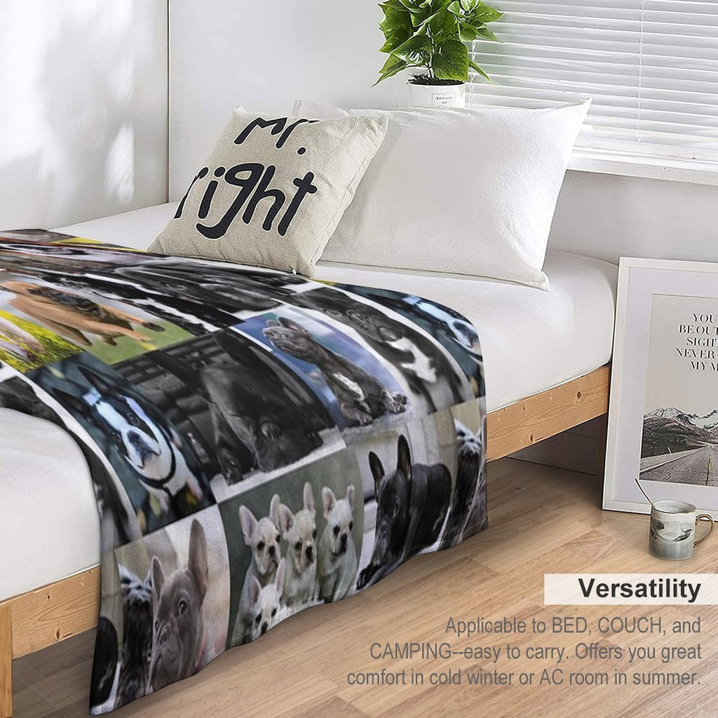 French Bulldog Dog Breed Collage Anti-pilling Throw Blanket
