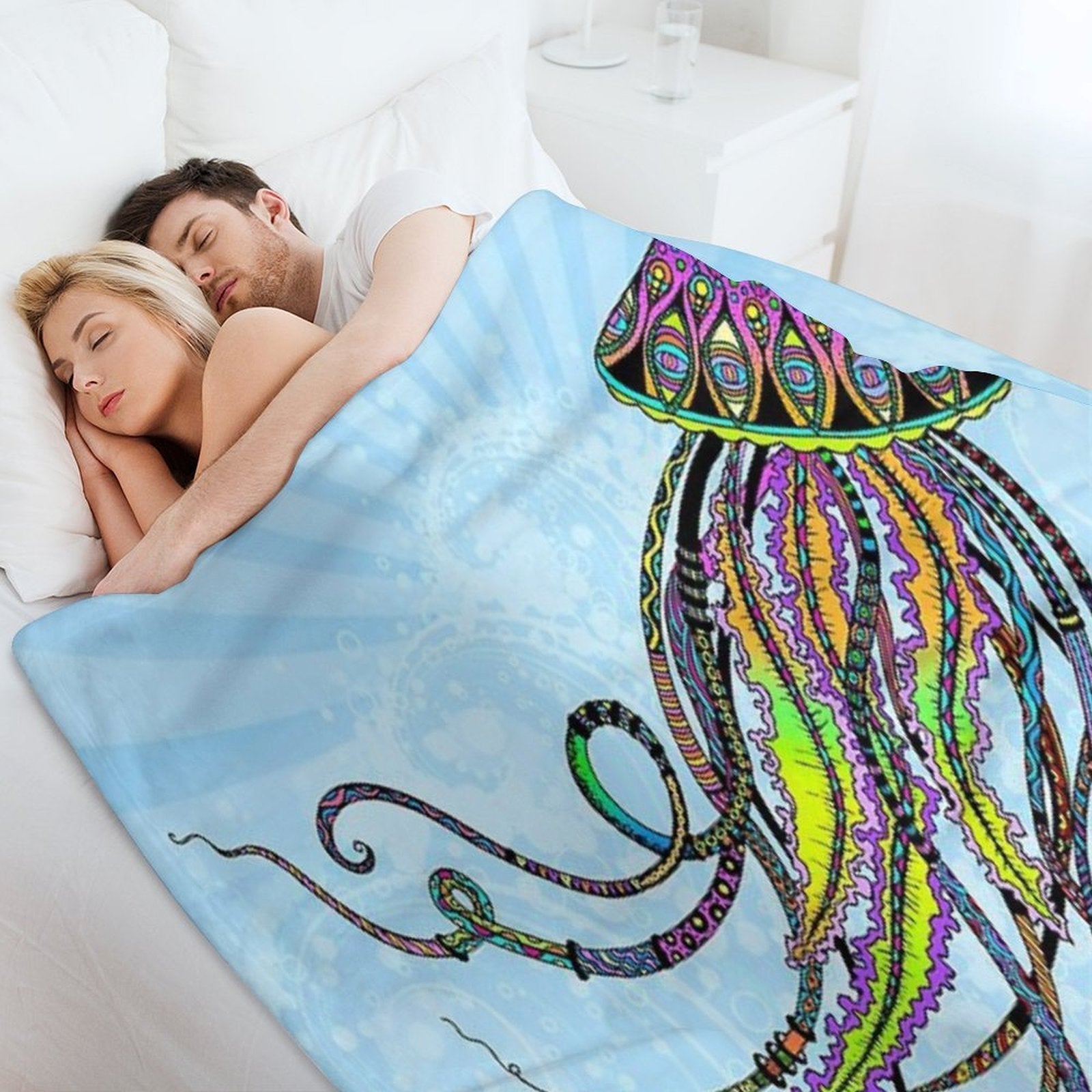 Electric Jellyfish Versatility Throw Blanket