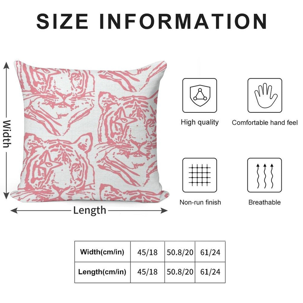 Pink Tiger Soft Reinforced Edging Throw Pillow
