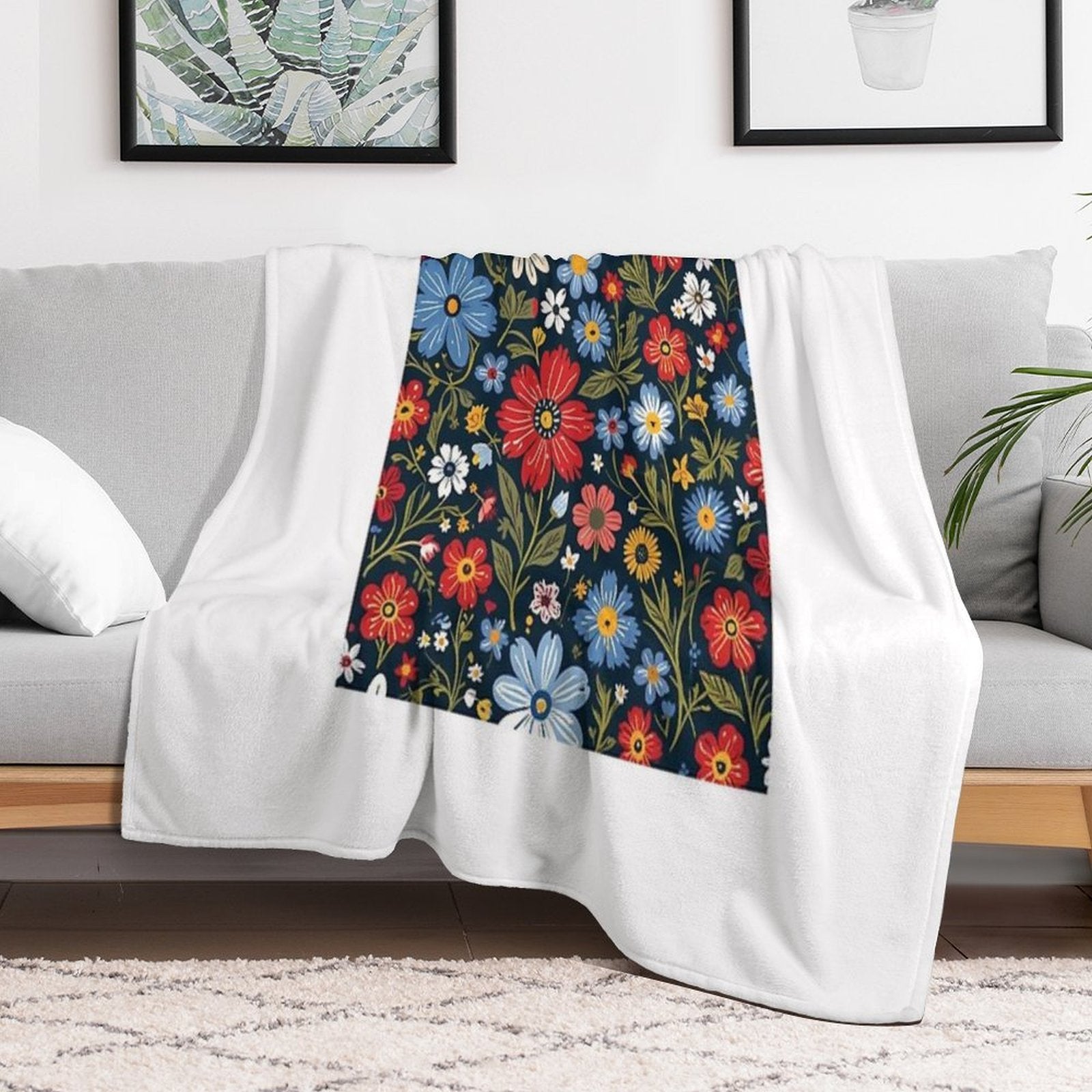 Floral Pattern 3 Multi-functional Throw Blanket