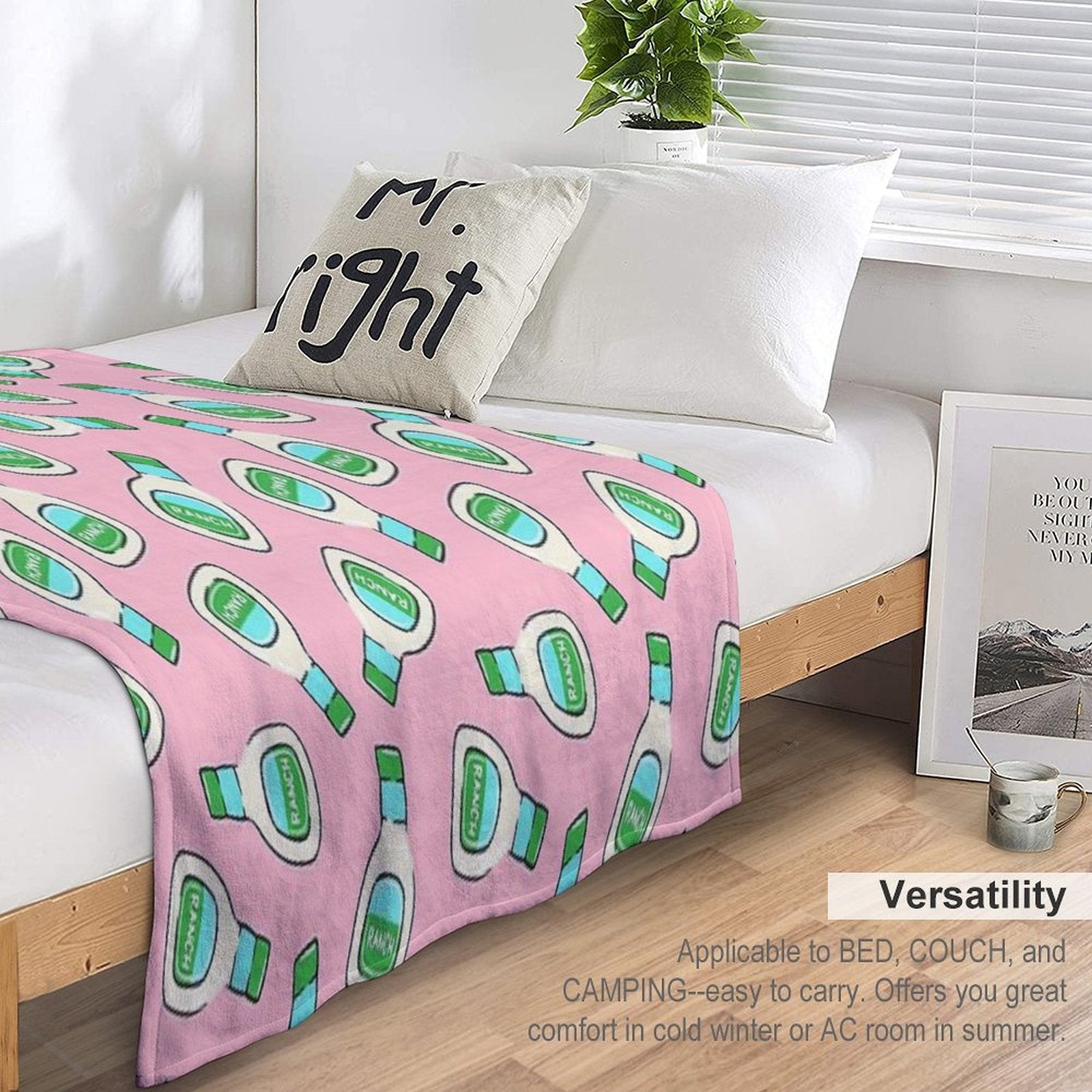 Ranch - Salad Dressing Bottle (pink) Plush Throw Blanket