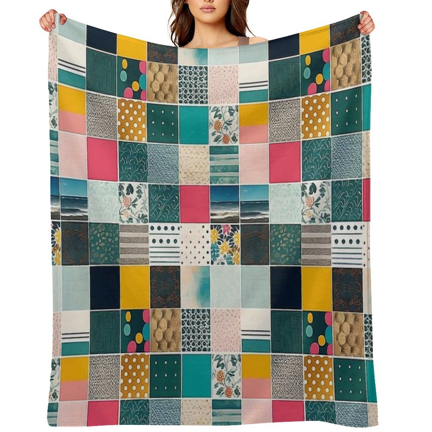 Colorful Patchwork Pattern Anti-pilling Throw Blanket